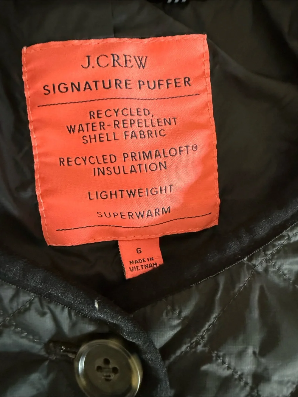 J. Crew Signature Puffer Primaloft Black Quilted Jacket